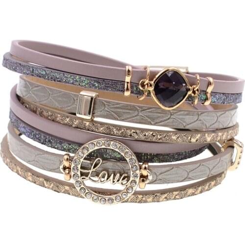 Bracelet women trendy leather bracelets for women LOVE bracelets & Bangles Elegant Multilayer Wide Wrap Bracelet jewelry