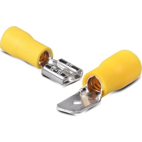 100sets MDD5.5-250 FDD5.5-250 Copper terminals 4-6mm2 Male and female insulation joint End Electrical Crimp Terminals