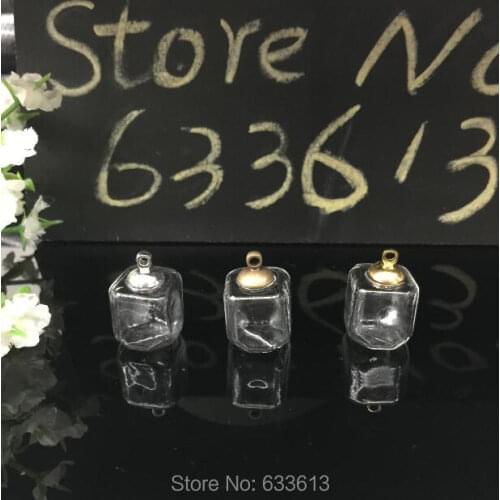 30sets/lot 15X15mm clear square Glass Bubble with 8mm cap pendant set jewelry finidngs fashion handmade glass globe vial pendant