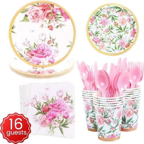 84PCS / LOT Hawaiian Style Paper Plate Garden Party Suit Wedding Anniversary Baby Shower Decorations