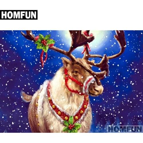 HOMFUN Full Square/Round Drill 5D DIY Diamond Painting "Christmas deer" Embroidery Cross Stitch 5D Home Decor Gift A01306