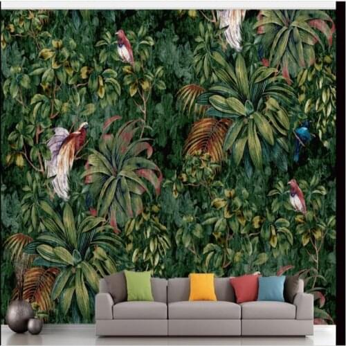 Beibehang Custom large fresco high - definition hand - painted flowers and birds TV background wall murals fabric wallpaper