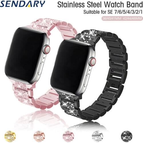 Stainless Steel Strap for Apple Watch 5/4/3/2/1 38MM 42MM Watch Band 40MM 44MM Diamond Bracelet Band Strap for iWatch Series