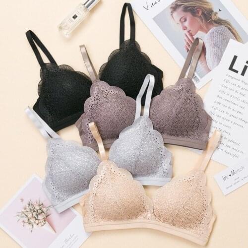 DERUILADY Sexy Lace Wireless Bralette Simple Comfort Seamless Bras For Women Push Up Bra Sexy Lingerie soutien gorge femme