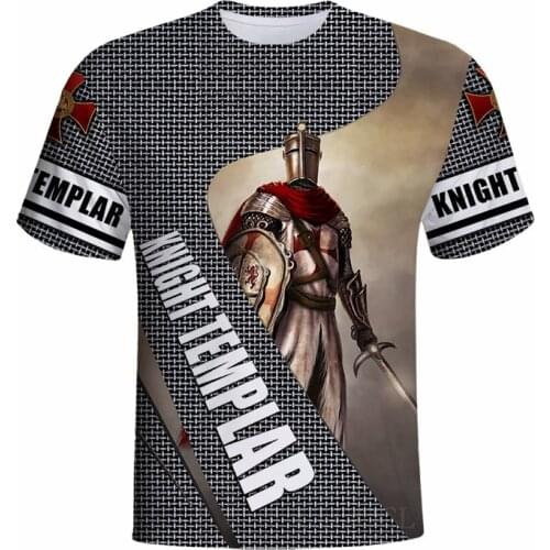 T-shirt mens Knights Templar 3D printing short-sleeved Harajuku shirt casual streetwear unisex sale
