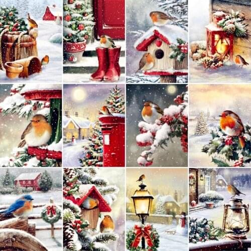 GATYZTORY 60x75cm Frameless Painting By Numbers Winter Landscape pictures by numbers DIY For Home Decoration Gift