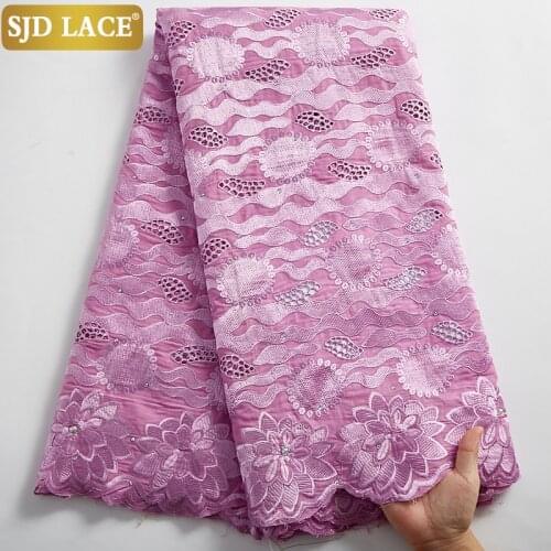 SJD LACE Onion African Dry Lace Fabric Embroidery Swiss Voile Lace In Switzerland Pure Cotton For Wedding Party Materials A2493