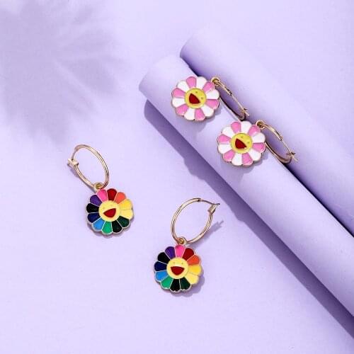 Lost Lady Hot Selling Earrings Romantic Cute Ladies Popular Sunflower Earrings Light Luxury Fashion Alloy Gold-Plated Jewelry