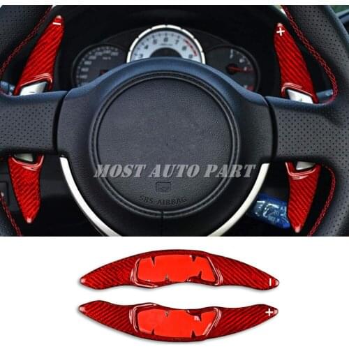 Real Carbon Fiber Paddle Paddle Shift Steering Wheel Shifter Extension For Subaru Forester Outback XV Legacy Impreza Red/Black