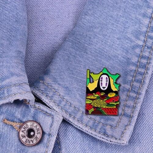 Spirited Away No Face man Backpack Bags Enamel Brooches Women Men Lapel Pin Hat Badge Metal Figure Alloy Unique Gift