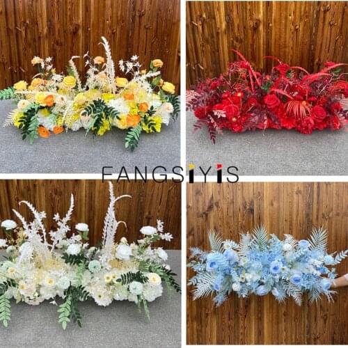 New Wedding Silk Flower Row Arrangement Wedding Arch Backdrop Decor Flower Wall Table Flower Road Lead Party Stage Sisplay Props