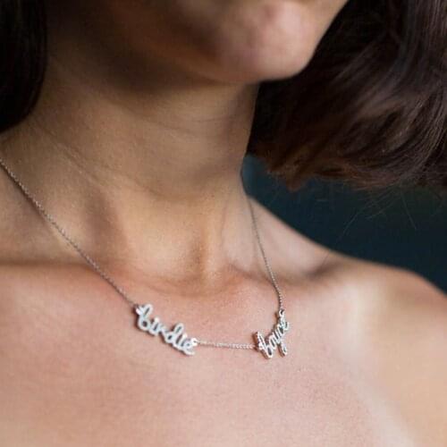 Stainless steel custom 1-3 names with diamond pendant necklace personalized necklace fashion trend couple family jewelry gift