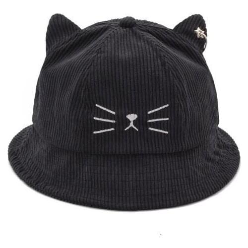 PEIKONG Japanese sweet cute cat ears fisherman hat female autumn and winter warm sunshade sun hat wild student basin cap