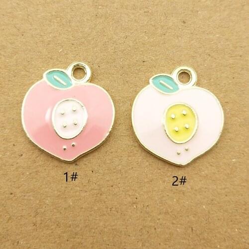 10pcs 16x17mm enamel fruit peach charms for jewelry making and crafting cute earring pendant necklace bracelet charms