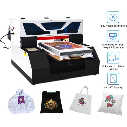 A3 T-Shirt Printing Machine DTG Printer with Touch Screen White Ink Cycle System DTG Flatbed Printer for Hoodie Canvas Bag Jeans