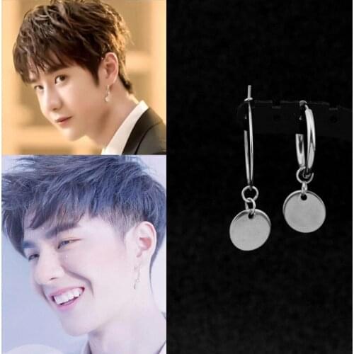 SOHOT Punk Minimalist Style Round Disc Pendant Unisex Hoop Earrings Trendy Hot Popular For Man Women Charming Jewelry Brincos