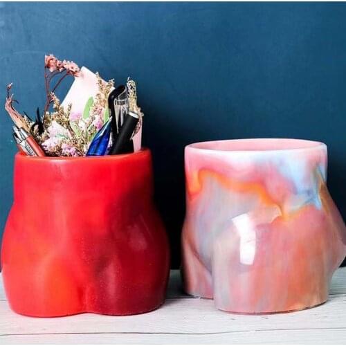 3D Human Butt Vase Silicone Mold Body Art Pen Holder Casting Molds For Home Practical Ornaments Decor