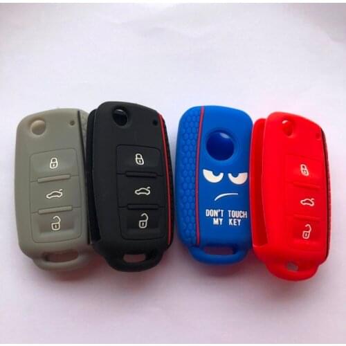 Silicone Cover Funda For Skoda Seat For Volkswagen 3 Button Car Remote Protector Don't Touch My Key Design