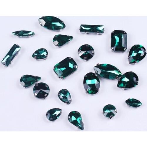 Rhinestone Strass Thermomix Iron on Rhinestones Crafts Hole Green 20 PCS Styles Rhinestones Sewn Mixed Shapes Glue on Crystals F