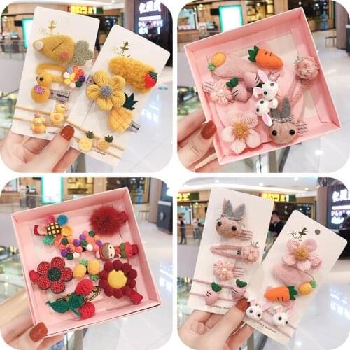 Raindo 10Pcs/Box Girls Cute Cartoon Cashmere Faux Fur Soft Hairpins Sweet Children Baby Hair Clips Kids Fashion Hair Accessories