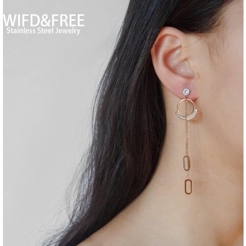 WILD & FREE 2021 Trend Women Stainless Steel Earring New Fashion Exquisite Geometric Drop Earrings Long Ladies Simplicity Bijoux