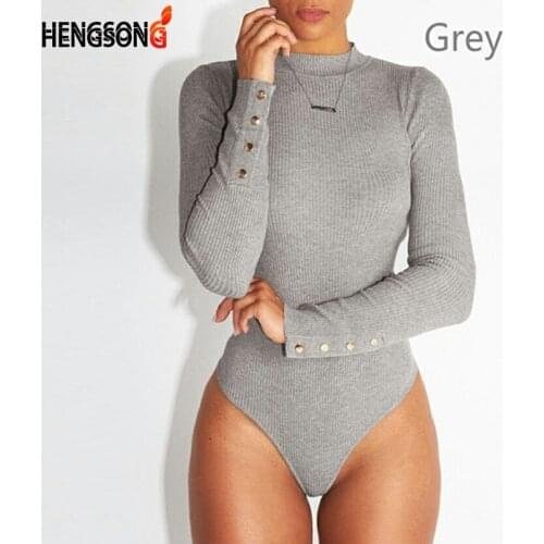 Women Gray Turtleneck bodysuit Black Jumpsuit Rompers 2021 Winter Sexy Long sleeve jumpsuits playsuits Female Bodycon Overalls