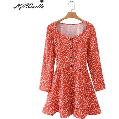 Women Boho Mini Dress Summer Beach Sundress High Waist Floral Printing Pleated A line Button Short Dresses Vestidos NZ3800