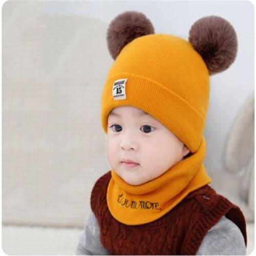 Citgeett Winter Warm Baby Kids Girl Boy Toddler Knitted Crochet Beanie Hat Cap 2PCS Set