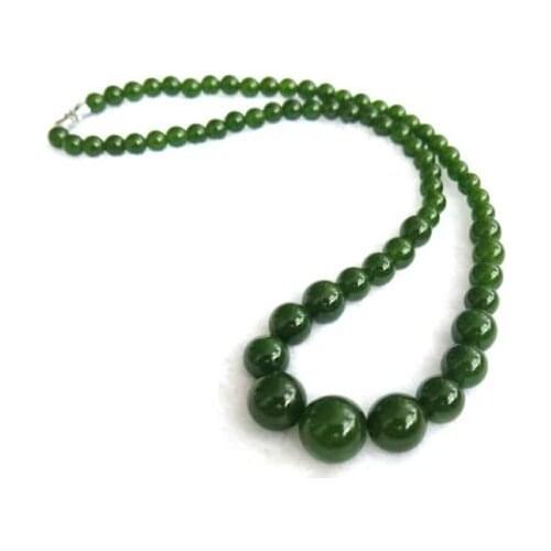 100% Natura Emerald Hetian Jade Handcraft Carved Beads Necklace Wholesale