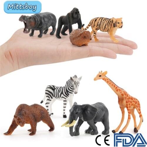 12Pcs Simulation Wild Animal Simulation Figure Lion Hedgehog Panda Educational Toy for Children Baby Toy Figure Collection Gifts