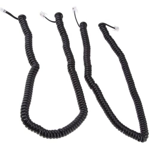 2Piece Telephone Handset Cord Cable Spiral Coiled Length 2.53 to 16.4ft