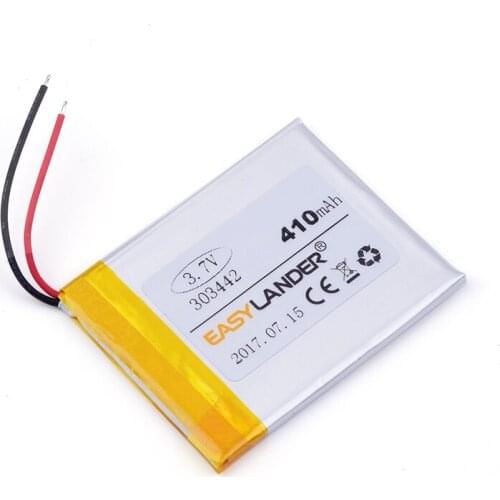 303442 410mAh 3.7v Lithium Polymer Li-Po li ion Rechargeable Battery cells For Mp3 MP4 MP5 GPS PSP mobile bluetooth