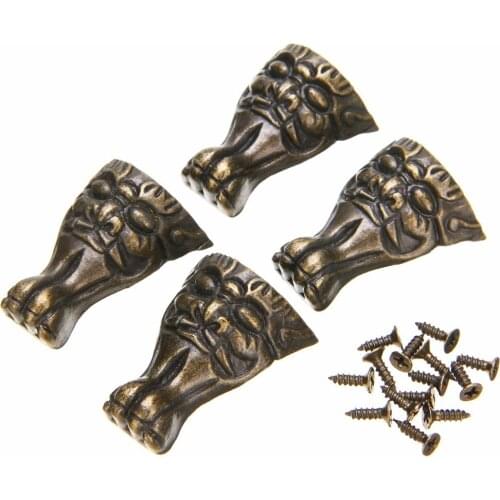 4pcs Antique Jewelry Chest Wood Box Feet Leg Corner Protector Decoration Retro Furniture Decorative Bracket 29x38mm