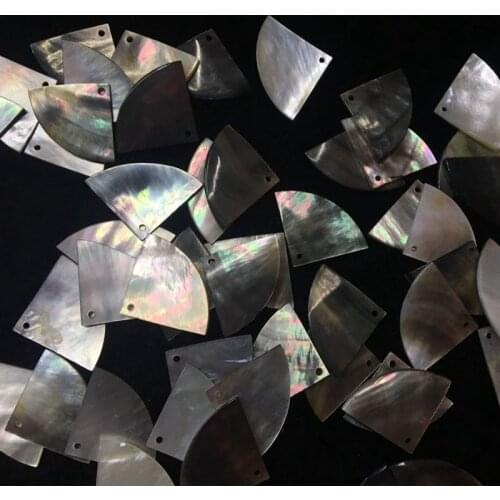 25MM 30Pcs 100% Natural Black Pearl Shell Sector Style Jewelry Charms Pendants Jewellery Accessories Findings