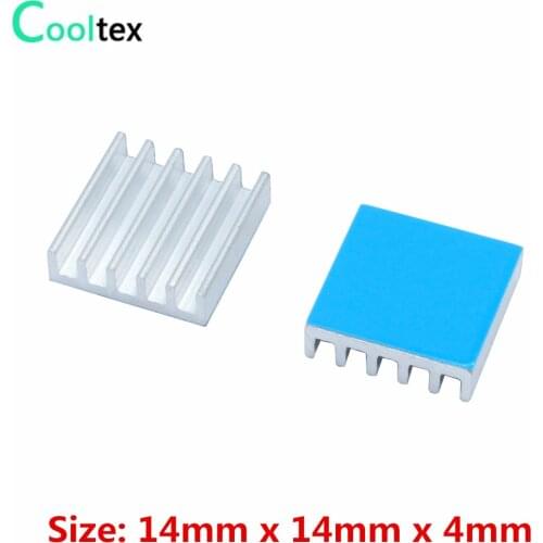 50pcs 14x14x4mm Aluminum Heatsink heat sink Cooler Cooling for Electronic Chip IC MOS Raspberry pi With Thermal Conductive Tape