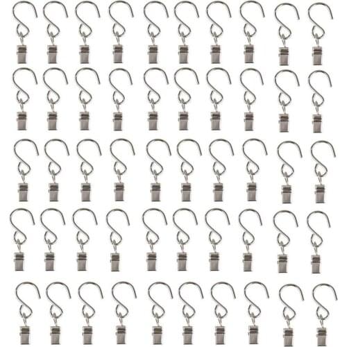 50 Pieces Metal Curtain Clip String Party Light and Outdoor Activities Wire Party Supplies Electroplating Anti Rust