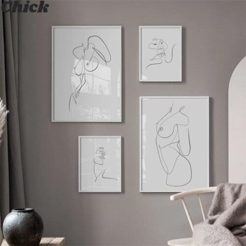 Abstract Nude Kiss Line Body Art Prints Nordic Posters And Prints Wall Art Canvas Painting Wall Pictures For Living Room Decor