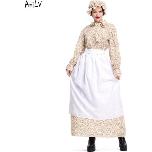AniLV Fairy Tales Wolf Grandma Dress Uniform Costume Renaissance Manor Castle Rural Maid Drama Stage Cosplay Clothes