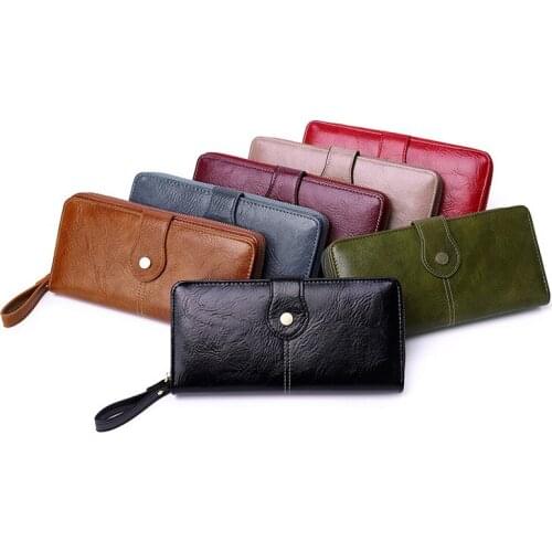 Free Shipping Fashion Red Womens Long Zipper Wallet Long Handbag Multi-functional Card Wallet Small Clutch Bags Black