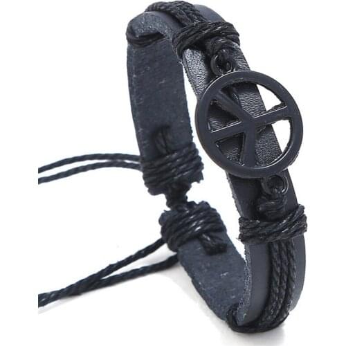 New Arrival Brown Black Genuine Leather Bracelets For Women Men Adjustable Rope Chain Peace Bracelets & Bangles Fashion Jewelry