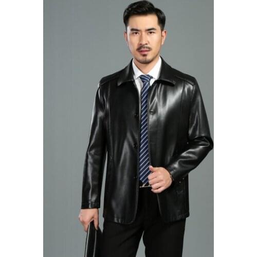 Black mens leather jacket slim spring autumn motorcycle coat men jackets father wear clothes jaqueta de couro street fashion