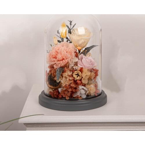 12*16cm Cylinder Glass Dome Vase Home Decoration Blue Grey Base Transparent Cake Cover DIY Friend Favor Gift Wedding Live Prop