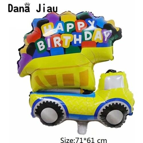 Danajiau yellow gift car toy helium balloon Happy Birthday Party Decoration ball boy gift Fire truck childrens day toy balloons