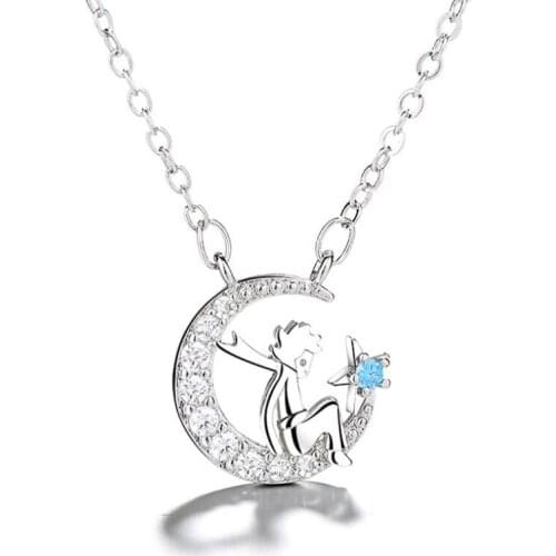 Hfarich Zircon Crystal Temperament Cupid Pendants Necklaces Choker Chain Necklace Women New Year Valentines Day For Girlfriend