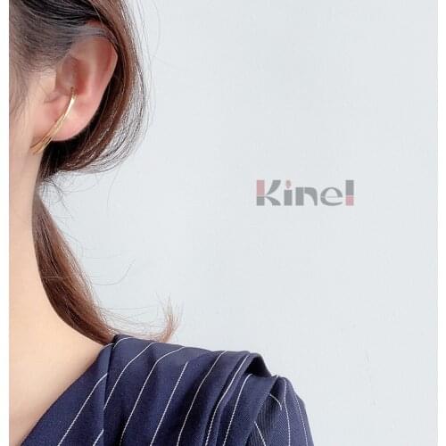 Kinel 100% Silver 925 Jewelry Earring Korean Fashion Minimalism Delicate Gold Manual Round winding Accessories Girls Gifts