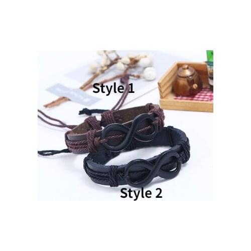 Fashion New Black Unlimited Logo Bracelet Trend Personality Mens and Womens Black Brown Imitation Leather Bracelet Jewelry