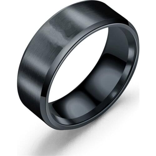 Newest 8mm Titanium Ring Male 316L Stainless Steel Charm Jewelry Wedding Black Fashion Rings For Women Man Couple Gift
