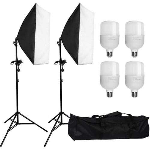 ZUOCHEN 4x25W LED Continuous Lighting Kit 20"x28"/50x70cm Softbox Soft Box Photo Studio Set Light Bulbs Lamp Photography Softbox