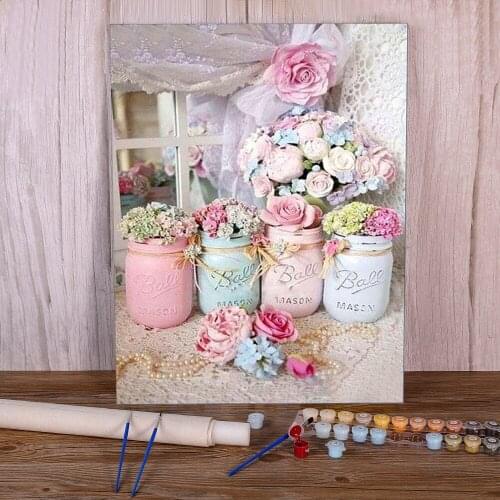 Flower Rose DIY Paint By Numbers Package Acrylic Paints 50*70 Boards By Numbers Home Decoration Kids Handicraft Drawing