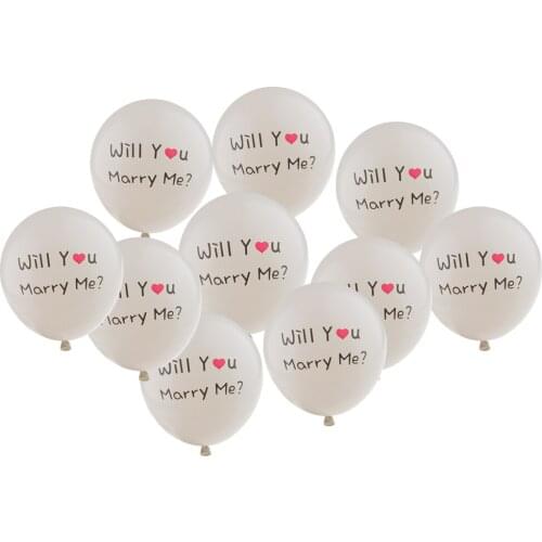 Set of 10pcs White Wedding Balloons, "Will You Marry Me" Balloons for Wedding